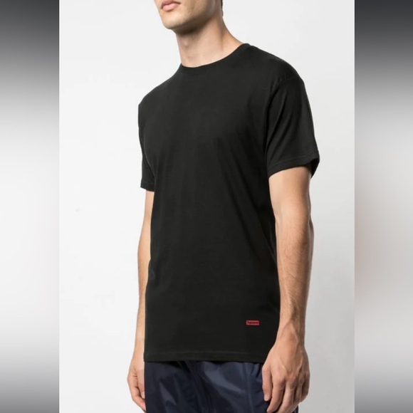 HANES x SUPREME Solid Black T-Shirt Bundle Of 2 Size Small Hanes Supreme Collab - Picture 13 of 13